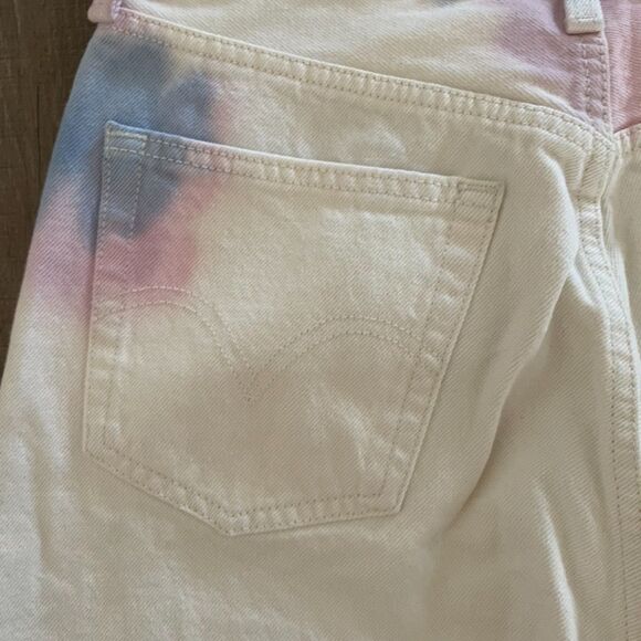 NWT Levi's 501 Jeans Denim Y2K Women Size 27x30 White Tie Dye‎ Denim Button Fly - Picture 16 of 16